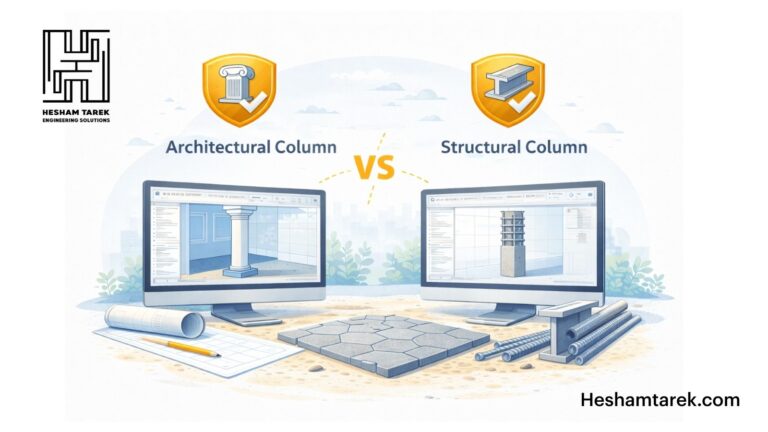 الفرق بين العمود المعماري والعمود الإنشائي في الريفيت